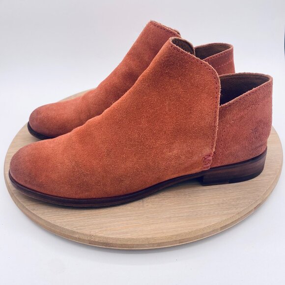 Frye Rowen Boots Womens 8.5 Peach Suede Pull On Ankle Western - Picture 4 of 12